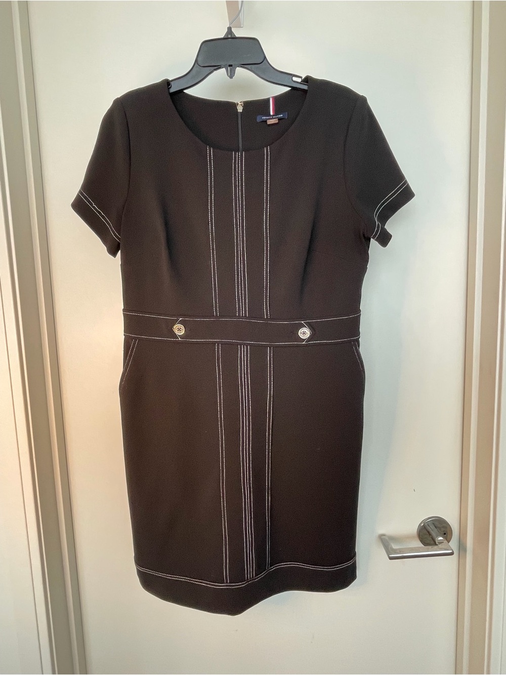 Tommy Hilfiger Black Mini Dress with White Contrast Stitching